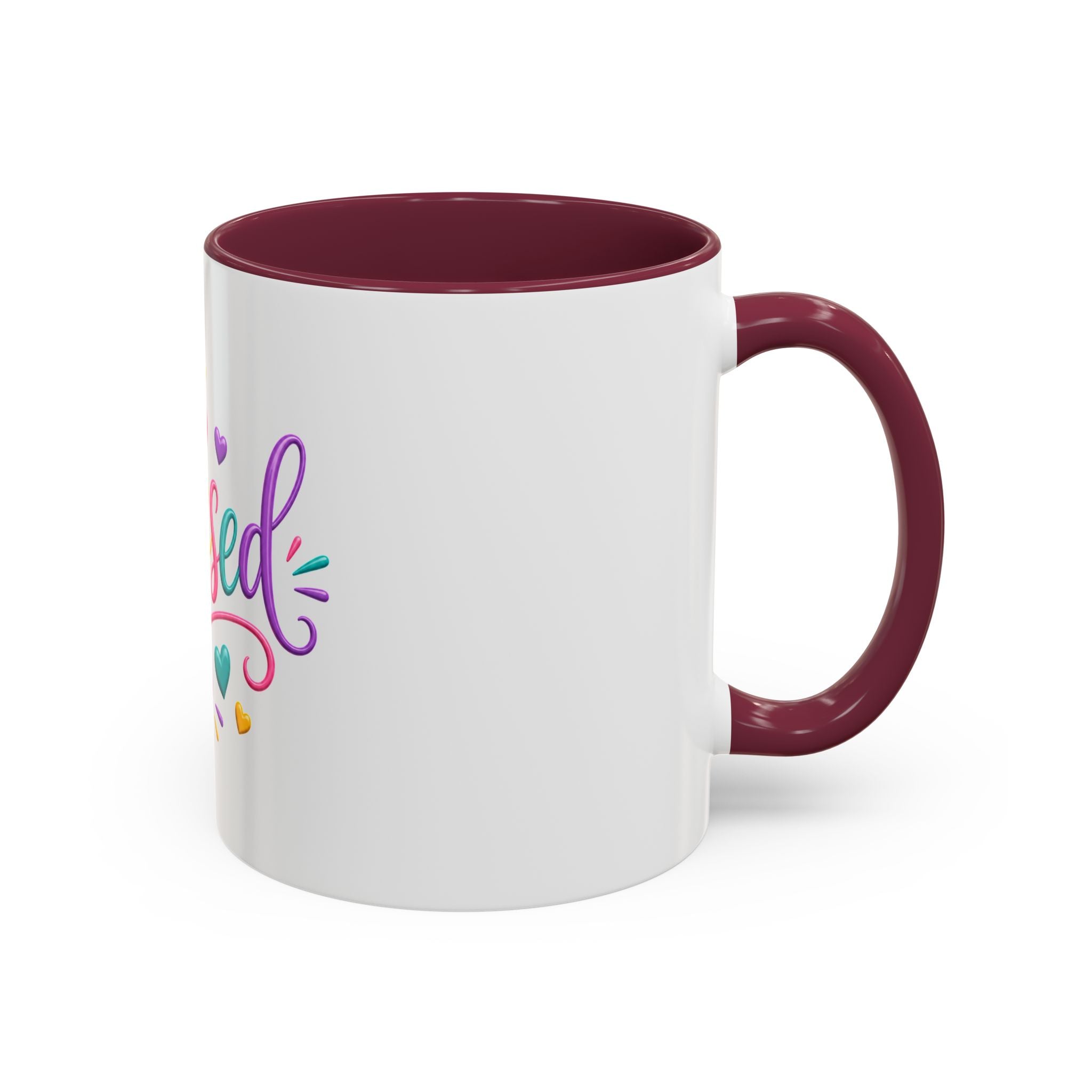 Blessed Colorful Mug (11oz & 15oz) — Rainbow Hearts Coffee Cup