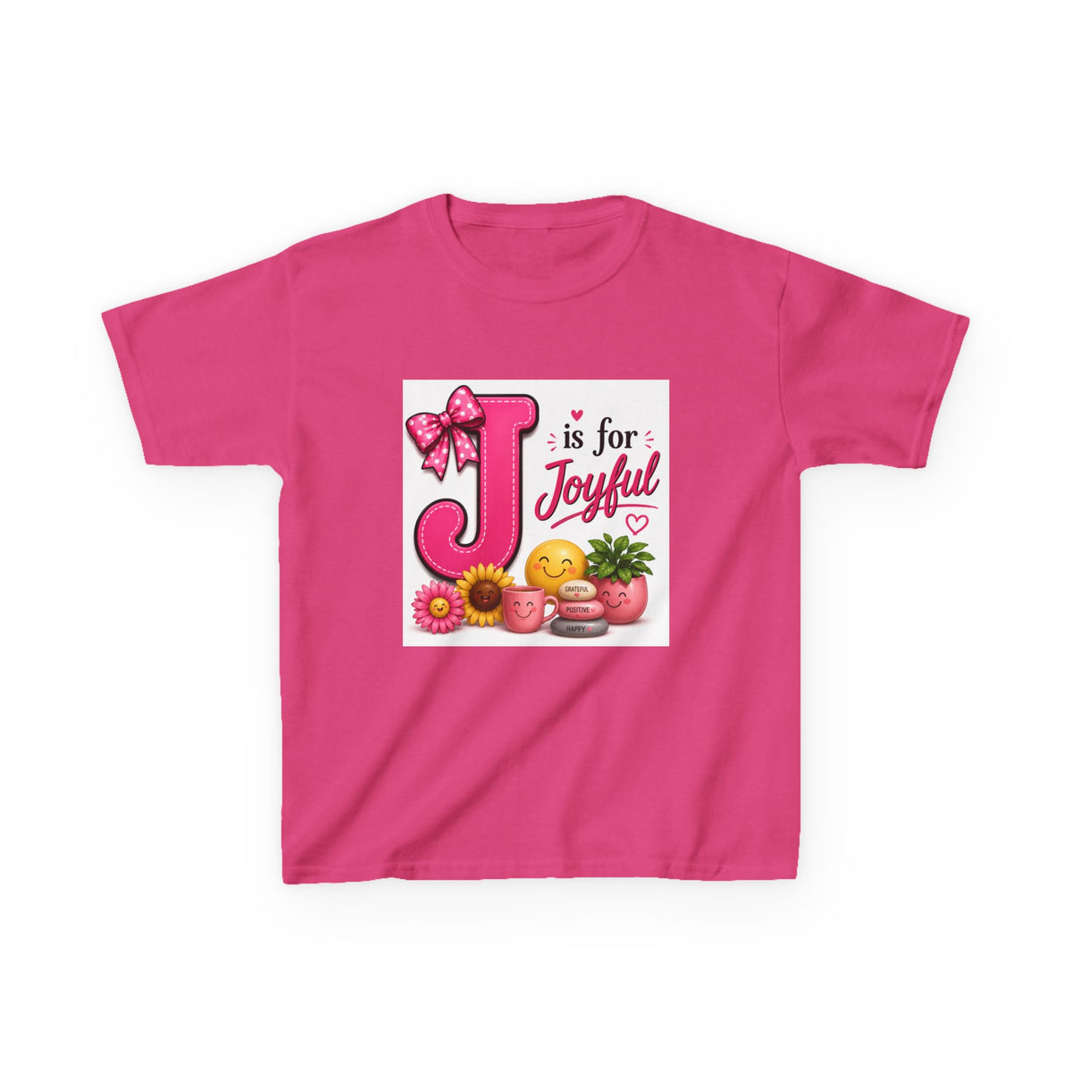 Kids Tee — "J is for Joyful" Pink Alphabet Shirt