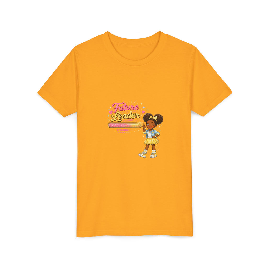 Youth Tee — “Future Leader” Cute Black Girl Graphic Shirt for Kids